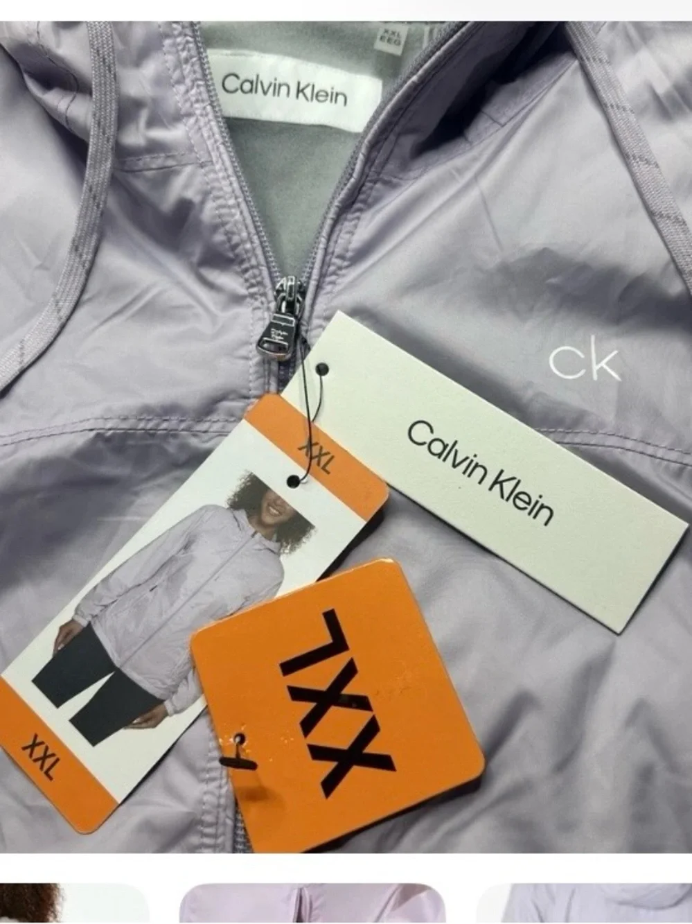 Calvin Klein Fleece‑Lined Windbreaker NWT | XXL Pale Lilac Lightweight Jacket